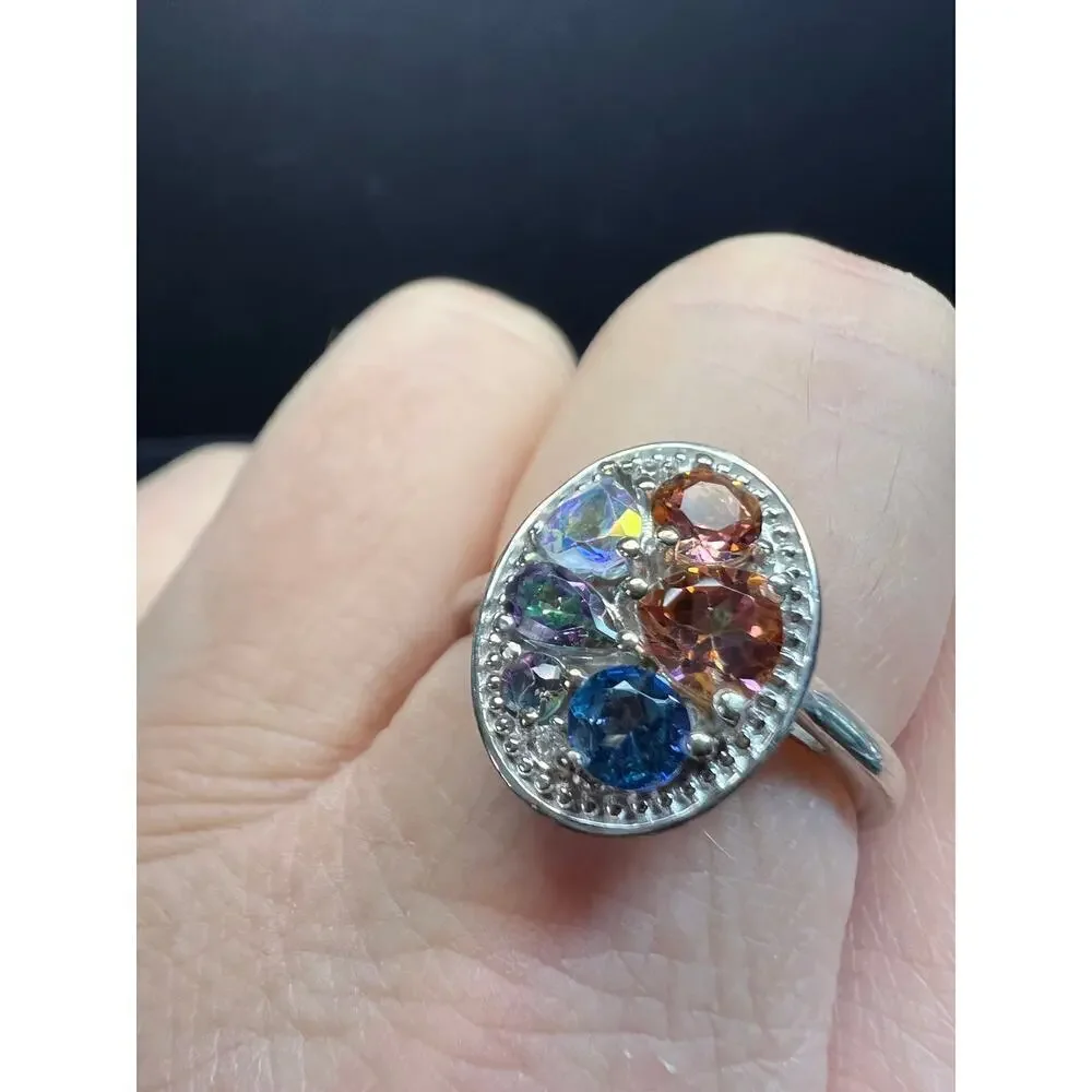 NEW cosmic mystic topaz ring in sterling silver size 8
